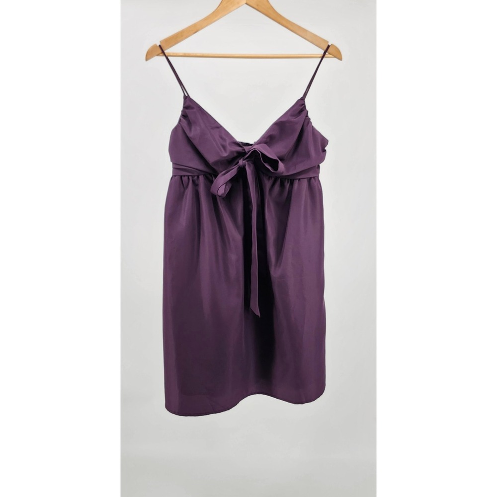 As U Wish Purple Babydoll Mini Dress Bow Front Spaghetti Strap I0289A63A5 M